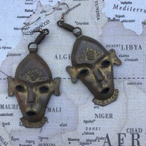 Vintage Earrings Tribal Metal Novelty Earrings